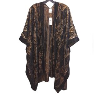 Akemi + Kin NWT Anthropologie Gold Woven Black Velvet Kimono One Size Fits All